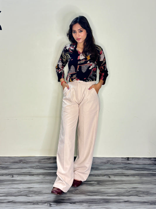 MIDNIGHT TROPICAL LEAF RAYON SHIRT (Only Shirt)