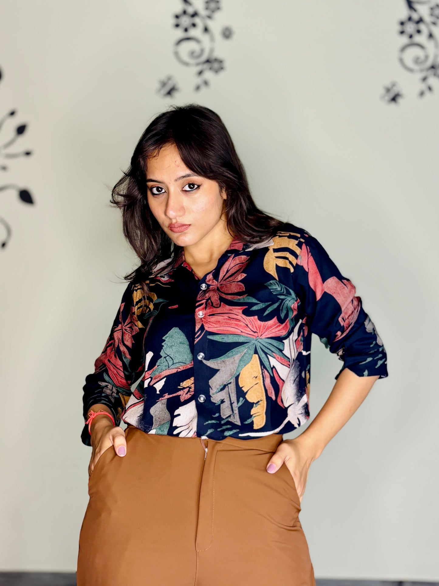 NIGHTFALL FOLIAGE RAYON SHIRT (Only Shirt)