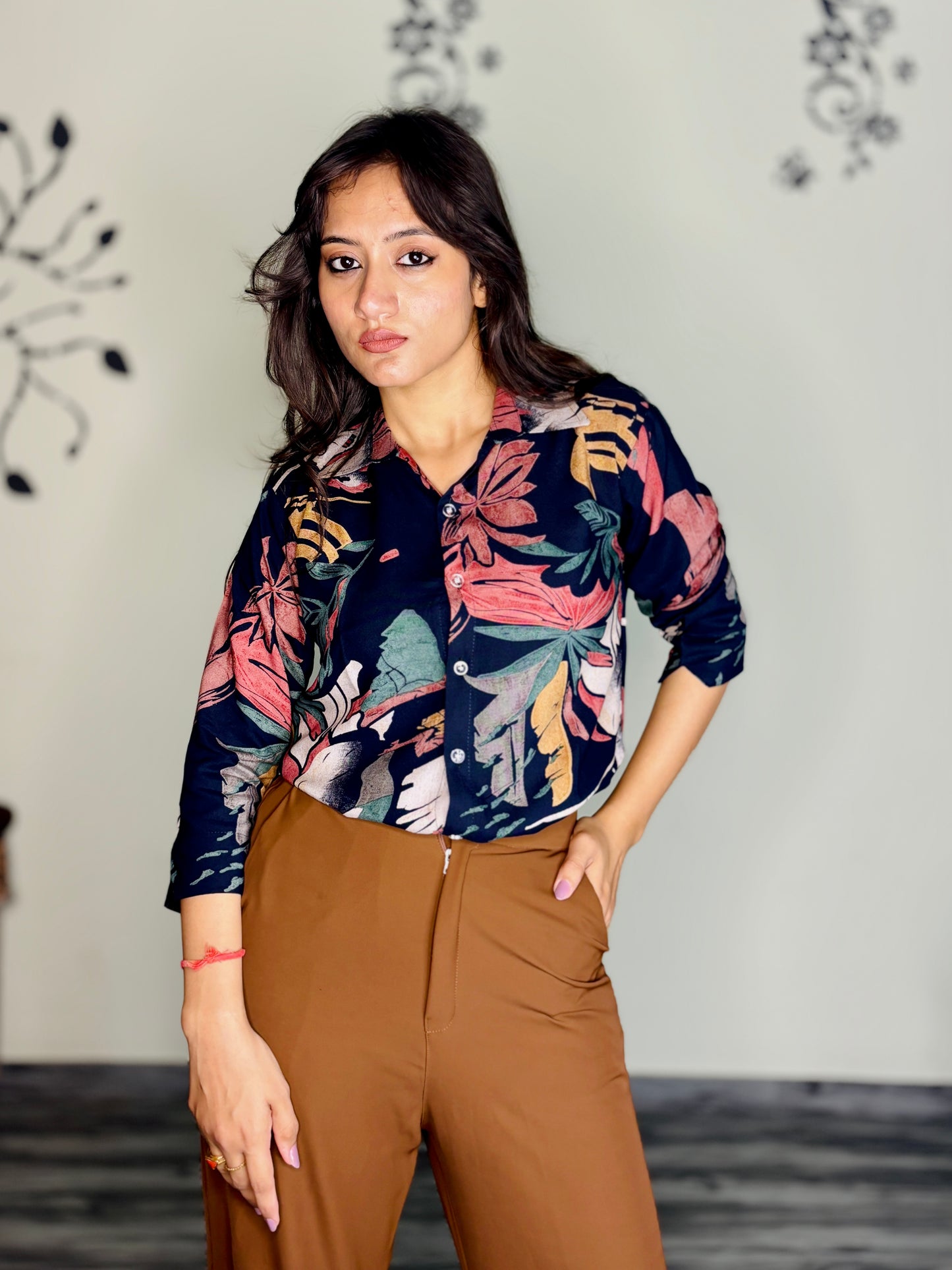 NIGHTFALL FOLIAGE RAYON SHIRT (Only Shirt)