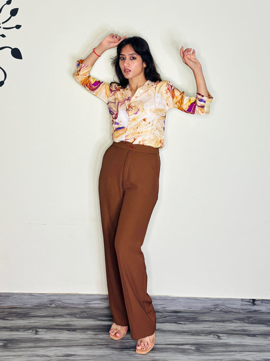 MARBLE SWIRL TONES RAYON SHIRT (Only Shirt)