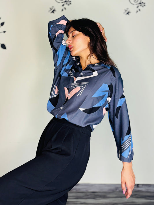 SKYLINE CURVED MOSAIC RAYON SHIRT (Only Shirt)