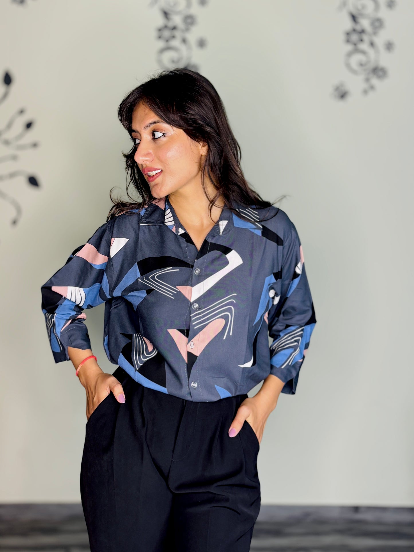 SKYLINE CURVED MOSAIC RAYON SHIRT (Only Shirt)