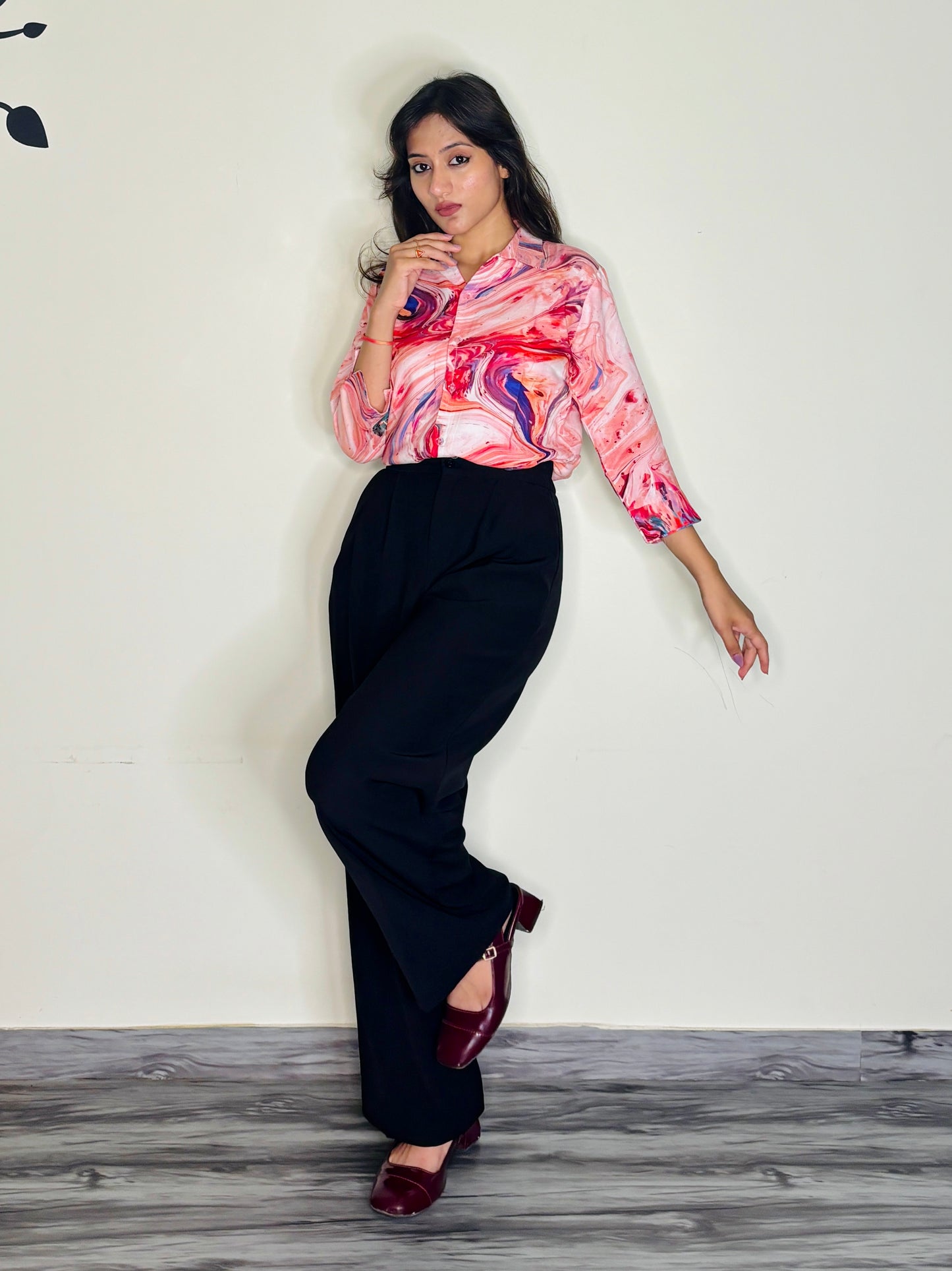 CRIMSON SPLASH FLUD RAYON SHIRT (Only Shirt)