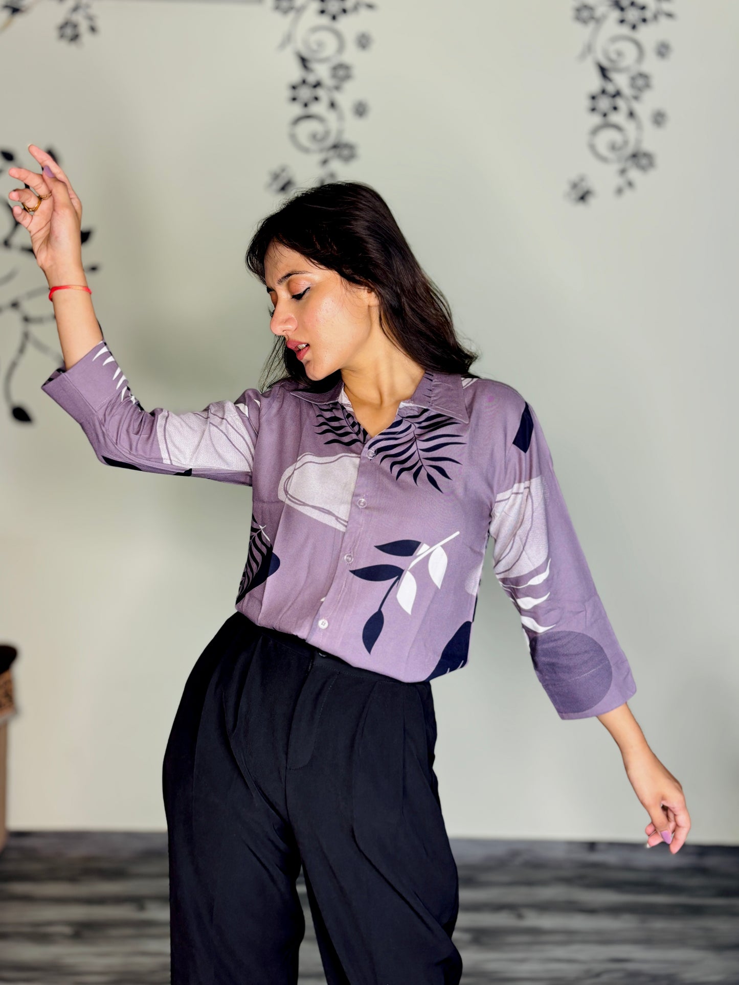 DUSTY LAVENDER BLOOM RAYON SHIRT (Only Shirt)