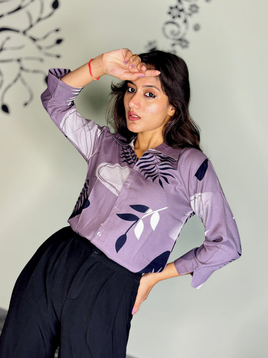 DUSTY LAVENDER BLOOM RAYON SHIRT (Only Shirt)