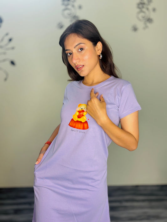LILAC SWEET BEAR SHORT NIGHTY