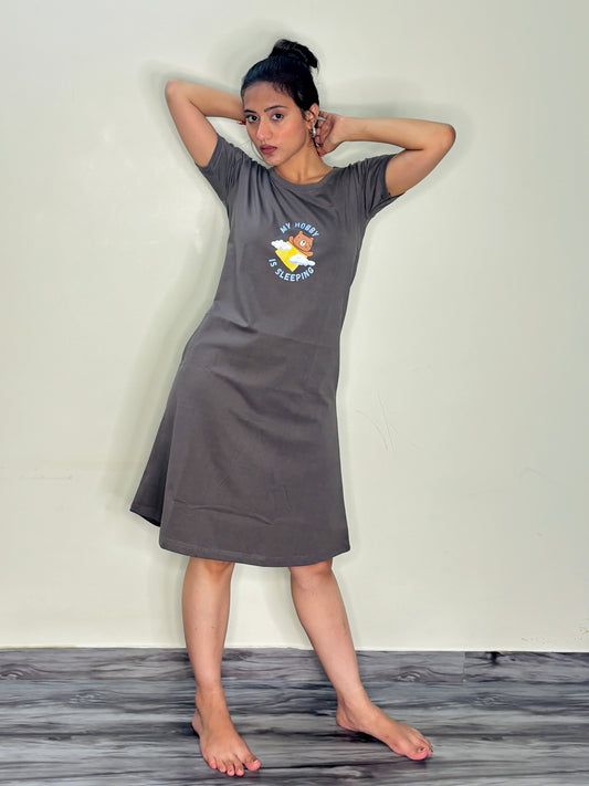 MUDSTONE GREY SLEEP SHORT NIGHTY