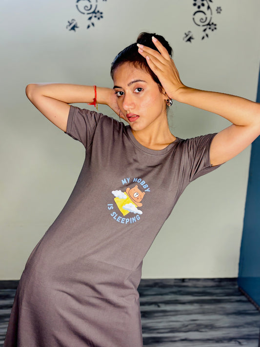 MUDSTONE GREY SLEEP SHORT NIGHTY