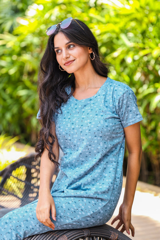 BLUE FLOWER SHORT NIGHTY