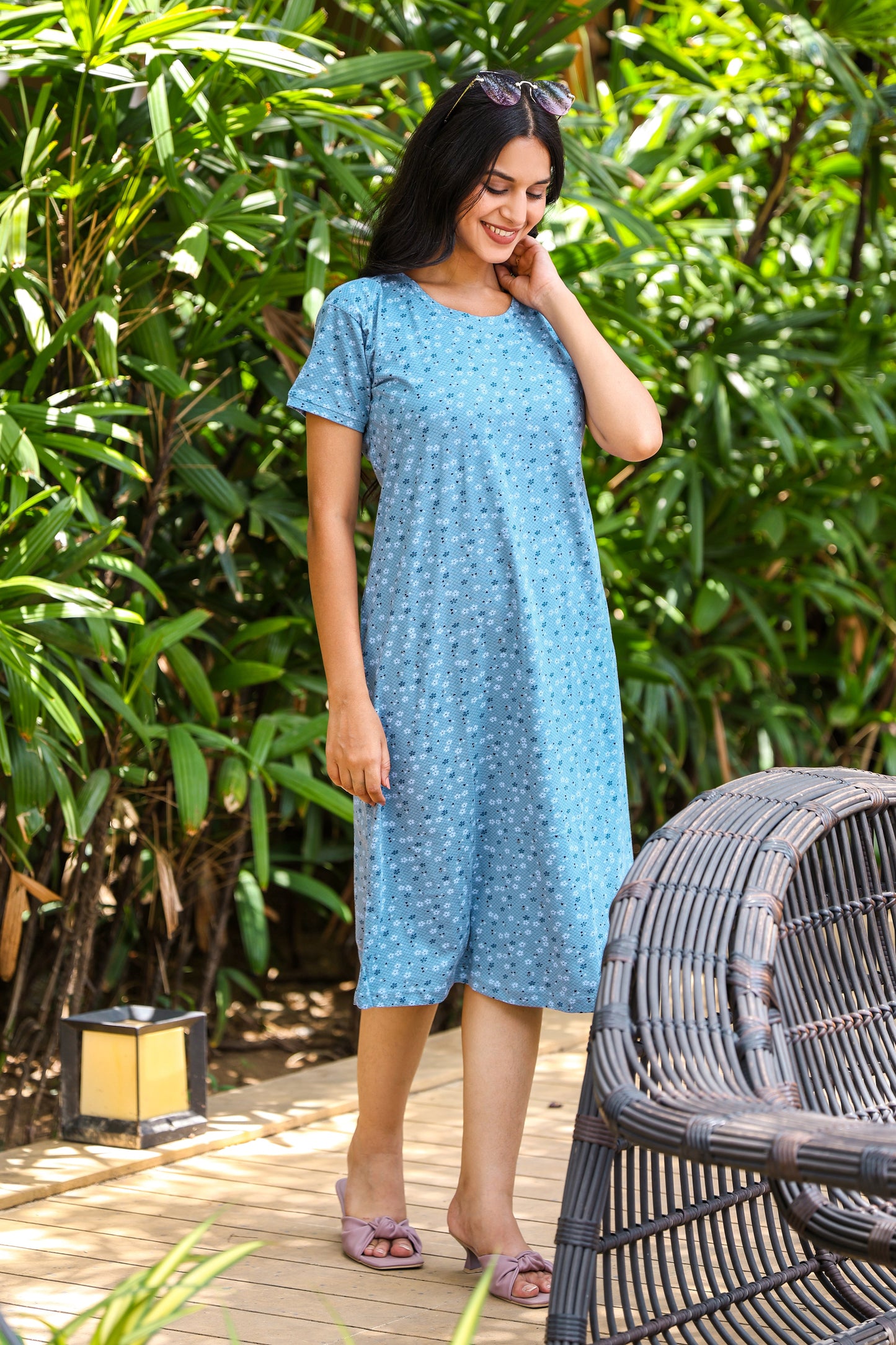 BLUE FLOWER SHORT NIGHTY