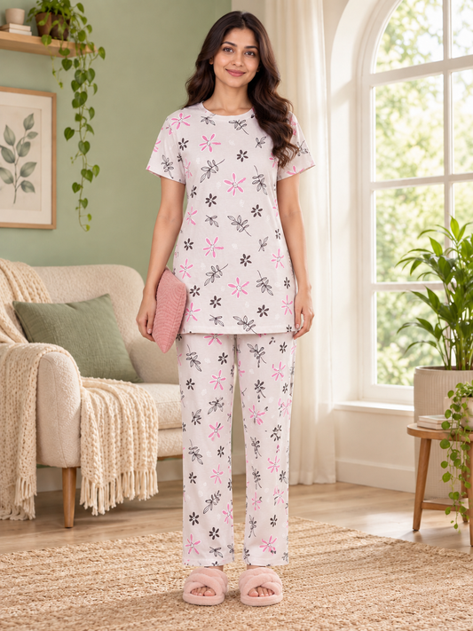 LIGHT GREY DAISY PRINTED CO-ORD SET