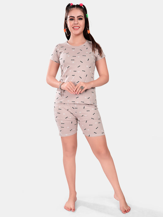 BEIGE HEART SHORT CO-ORD SET