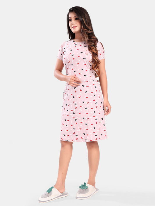PINK HEART SHORT NIGHTY