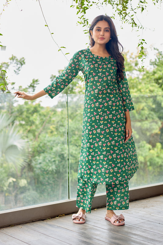 LAGOON GREEN FLORET CO-ORD SET