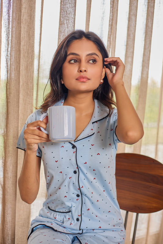 ICE BLUE HEART FRONT BUTTON