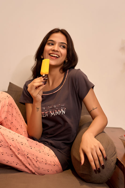 DARK GREY SWEETMOON LOUNGE WEAR