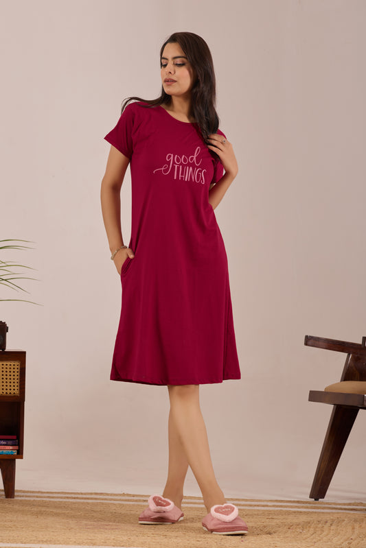 ROSEY RED GOOD THINGS SHORT NIGHTY