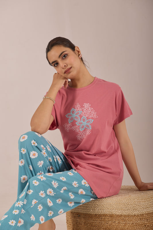 DUSTY ROSE DAISY LOUNGE WEAR