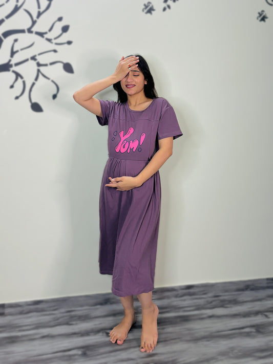 LAVENDER YUMM MATERNITY GOWN