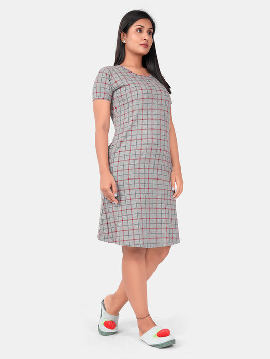 GREY CHECKS SHORT NIGHTY