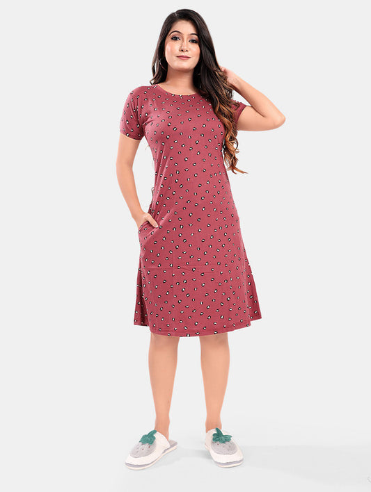 MAROON LEPORD SHORT NIGHTY