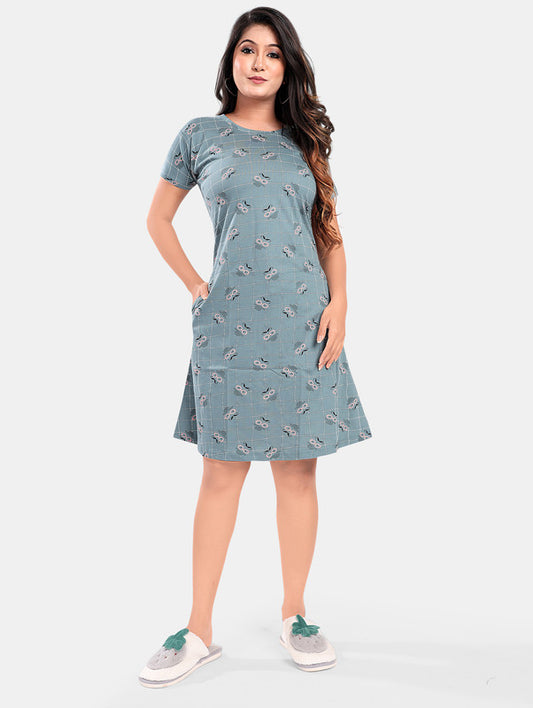 GREENISH GREY MUCHHAD SHORT NIGHTY