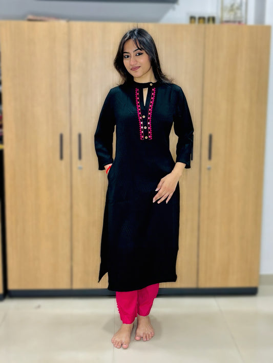 FROST BLACK EMBROIDERY KURTI (Only kurti)