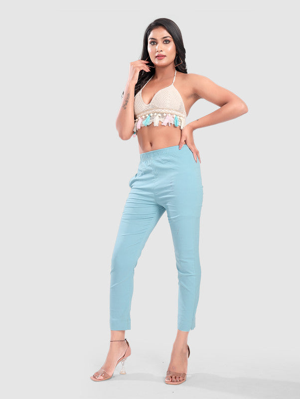 TWILL LYCRA PANT - PASTEL LIGHT  BLUE