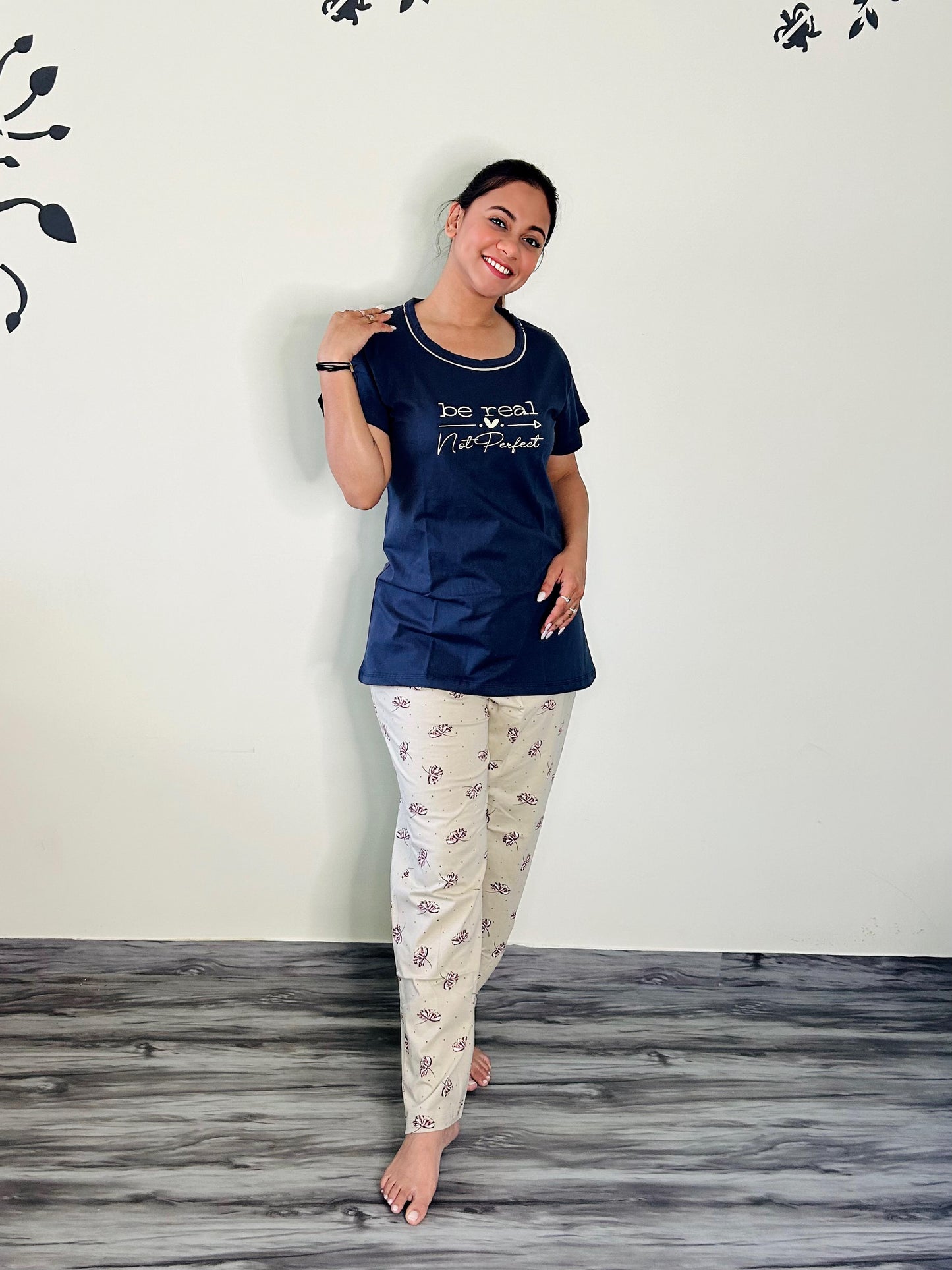 BE REAL NOT PERFECT MIDNIGHT BLUE LOUNGEWEAR