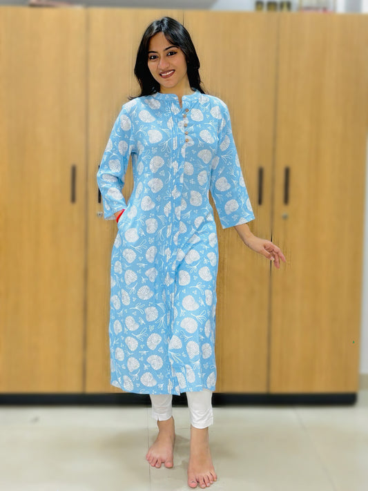 SKY FROSTED PETALS KURTI (Only Kurti)