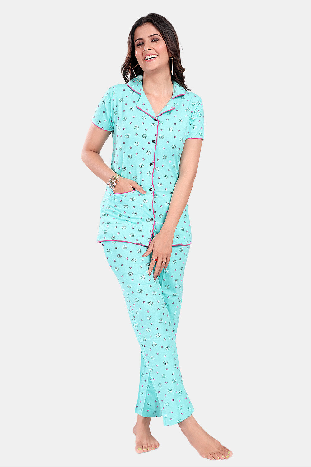 SOFT CYAN HEART FRONT BUTTON
