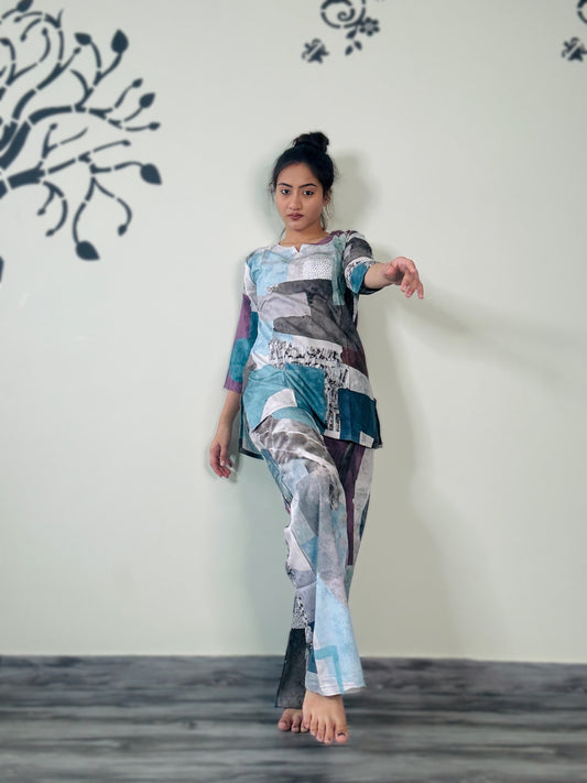 DIGITAL WINE RAMA PRINT RAYON CO-ORD SET