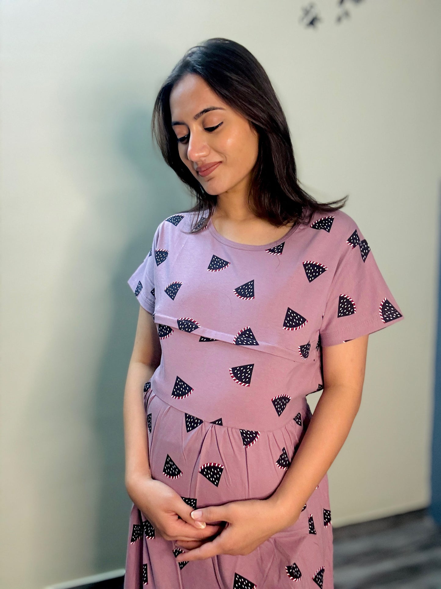 LAVENDER WATERMELON MATERNITY GOWN