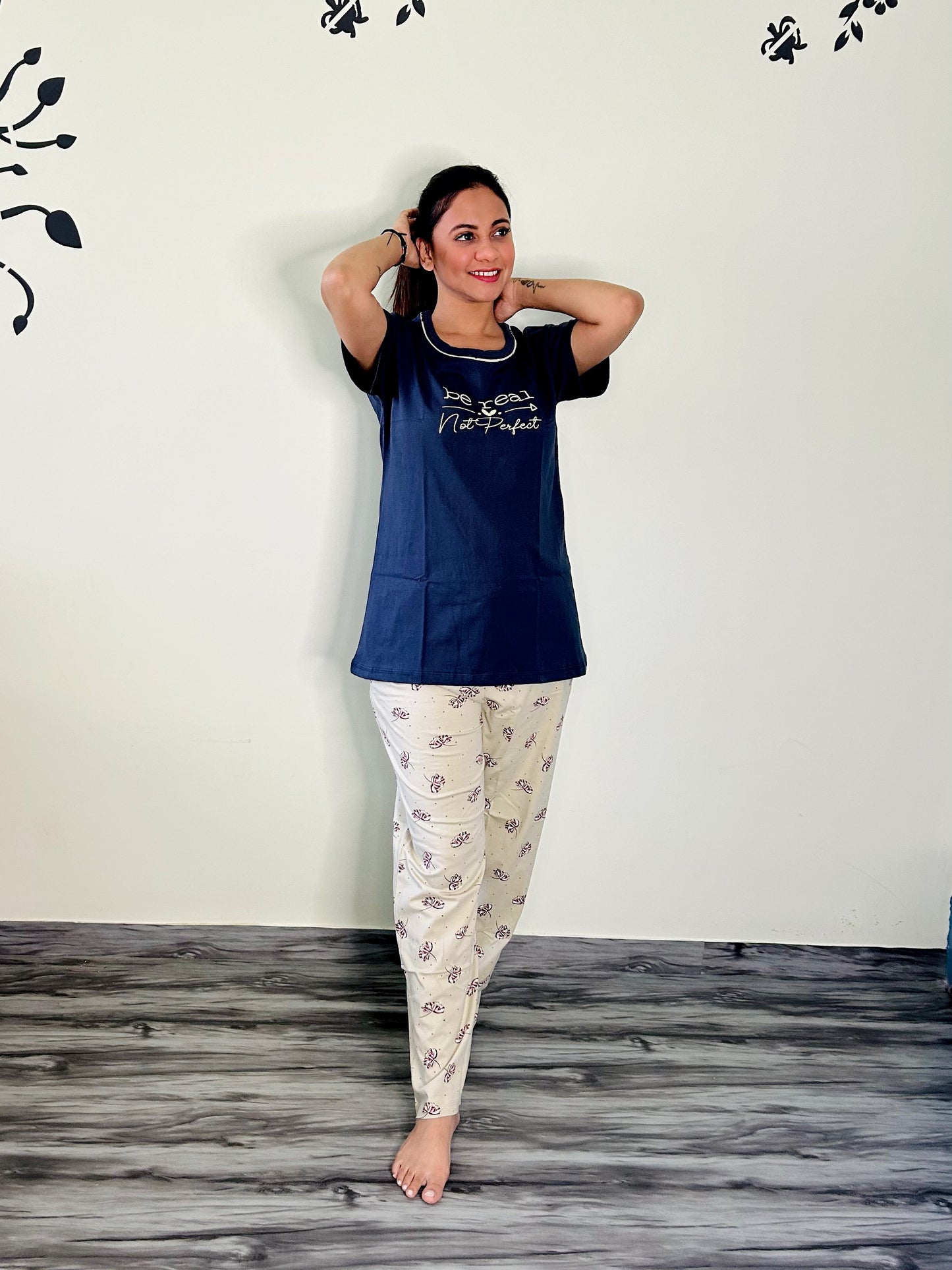 BE REAL NOT PERFECT MIDNIGHT BLUE LOUNGEWEAR