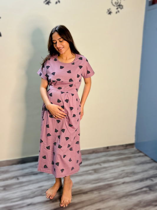 LAVENDER WATERMELON MATERNITY GOWN