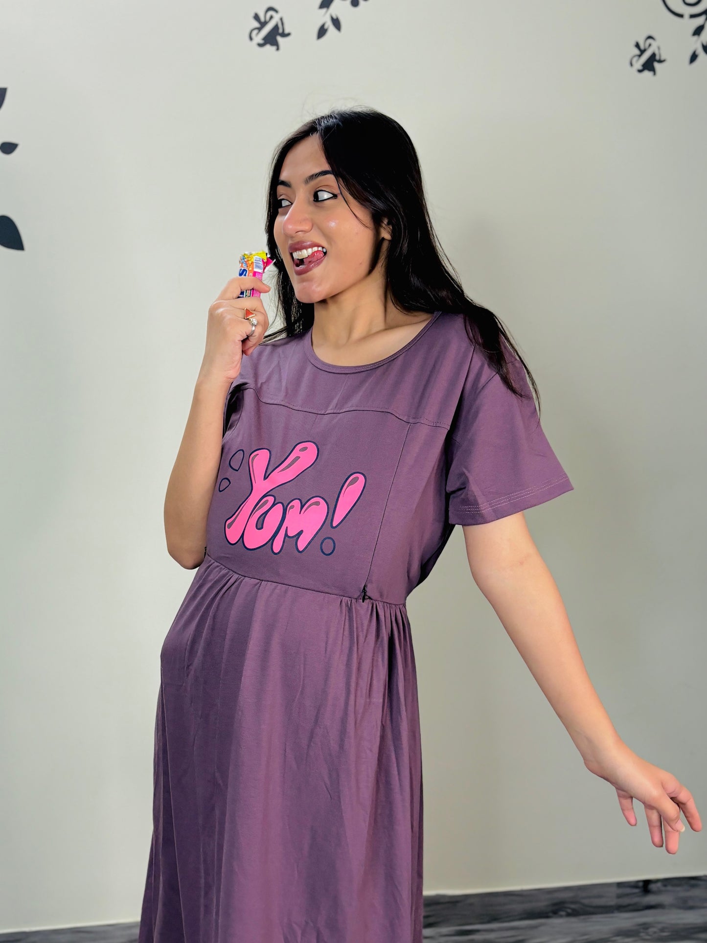 LAVENDER YUMM MATERNITY GOWN