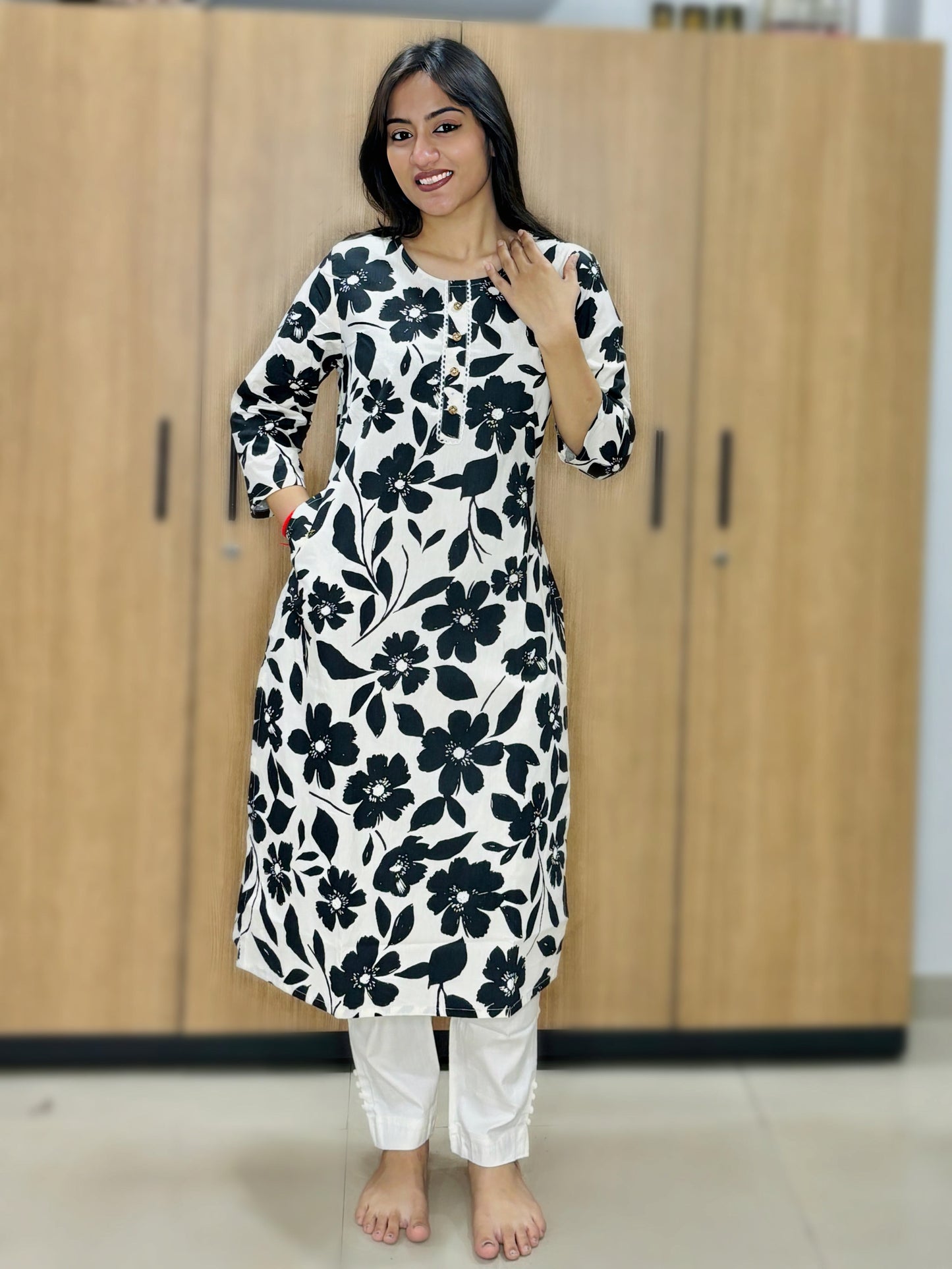 NOIR FLORA COTTON KURTI (Only Kurti)