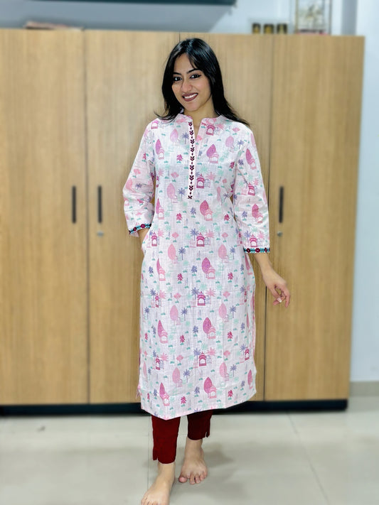 SOFT PINK BREEZE COTTON KURTI (Only Kurti)