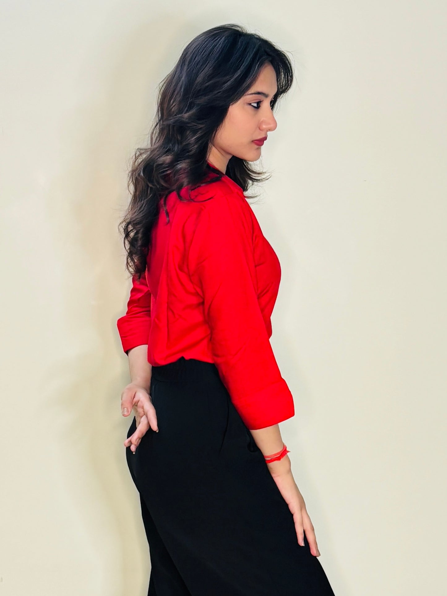 CHERRY RED SILK RAYON SHIRT (only shirt)
