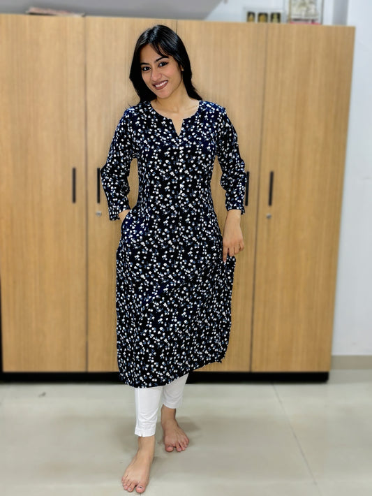 COAL ALL OVER DITSY KURTI (Only Kurti)