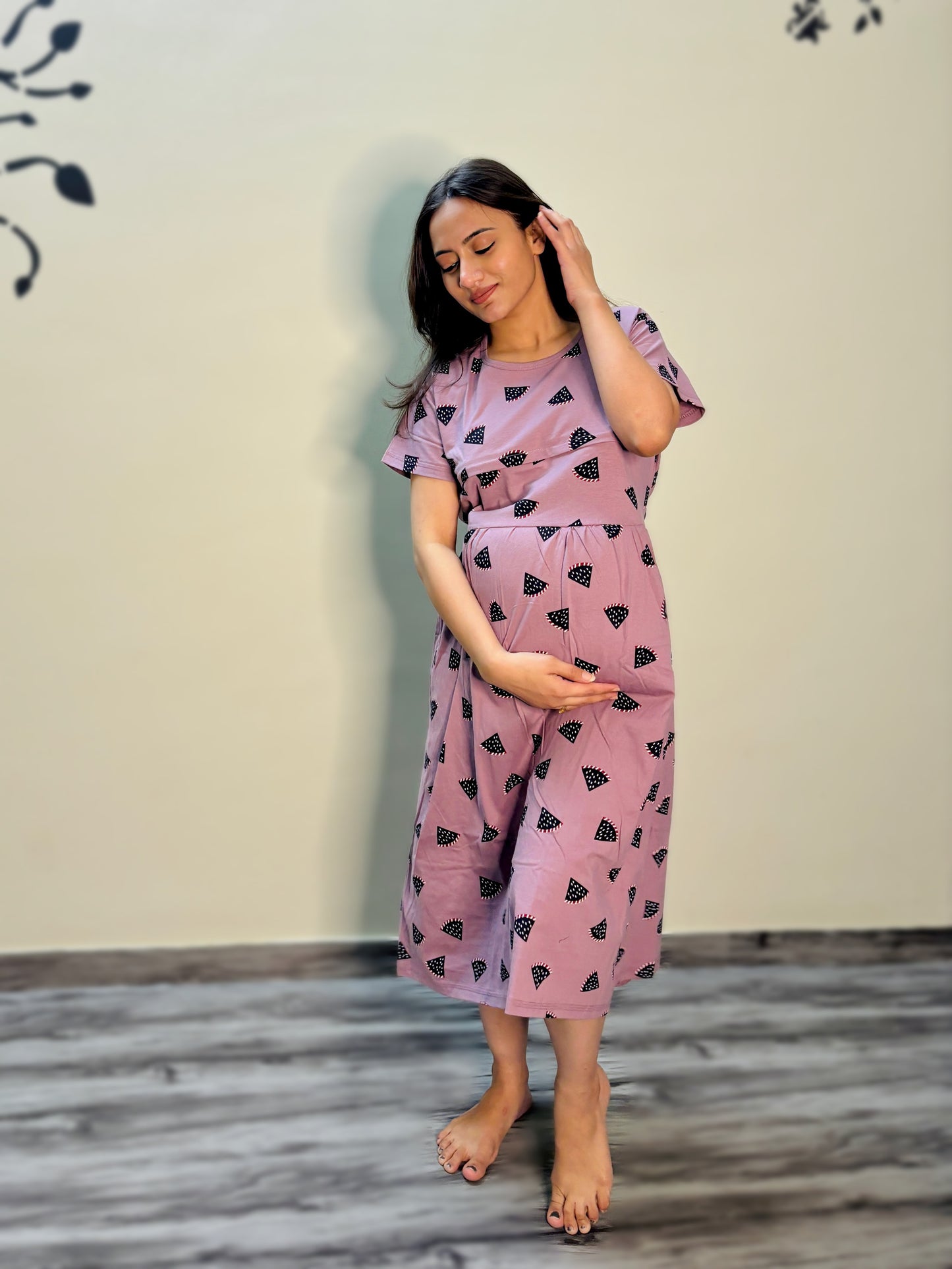 LAVENDER WATERMELON MATERNITY GOWN