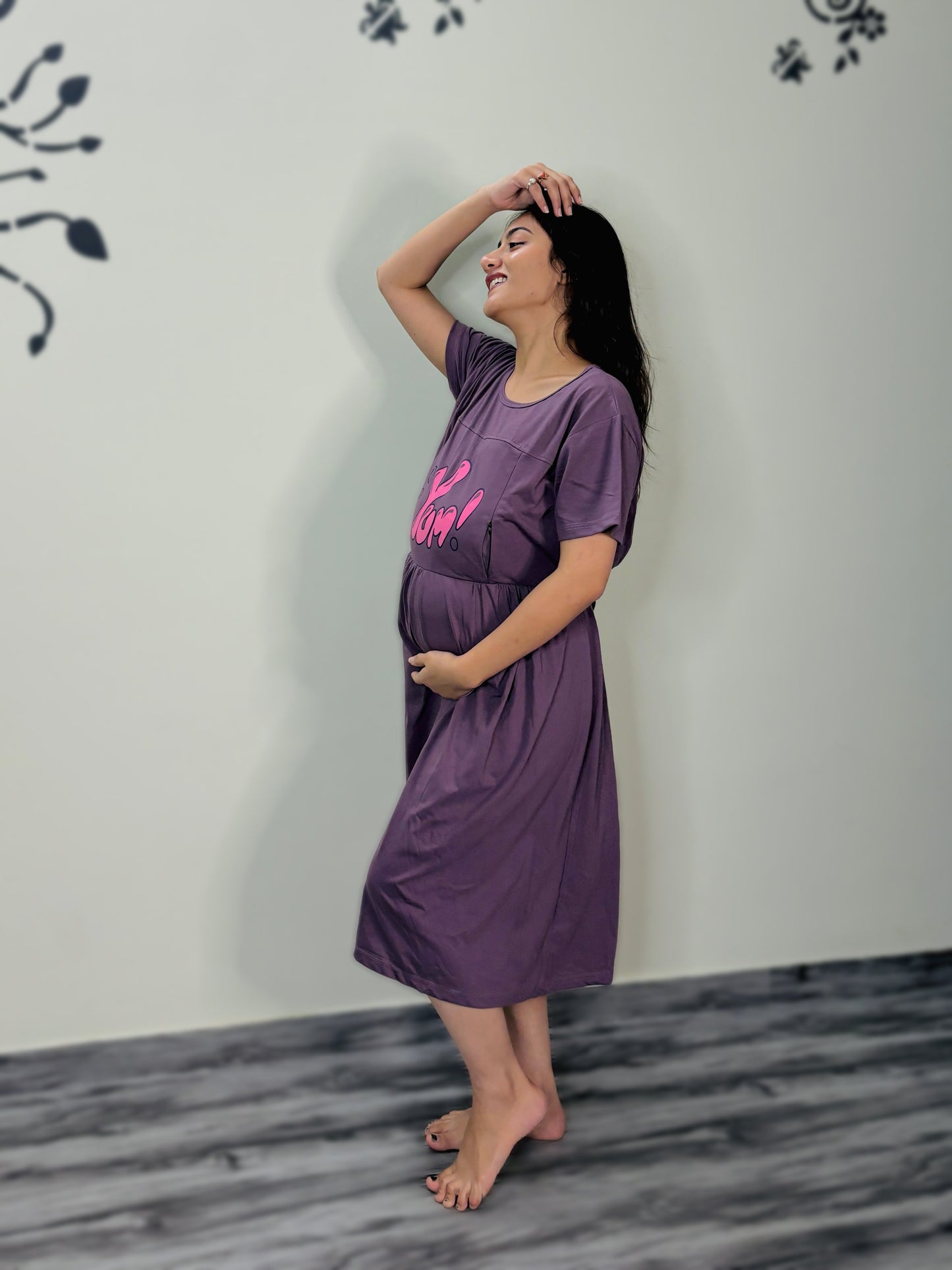 LAVENDER YUMM MATERNITY GOWN