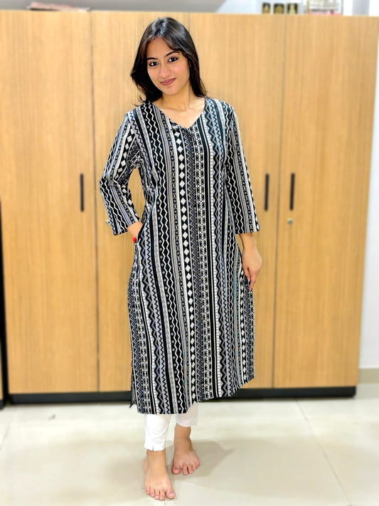 SYMMETRIES BLACK RAYON KURTI (Only Kurti)