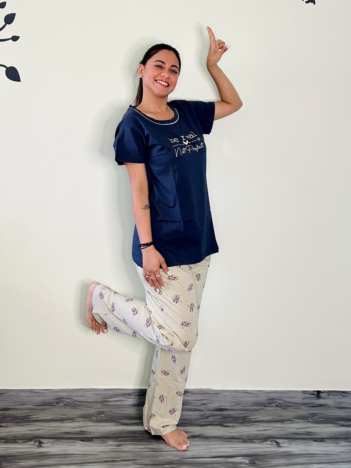 BE REAL NOT PERFECT MIDNIGHT BLUE LOUNGEWEAR