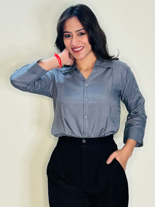 DOLPHIN GRAY SILK RAYON SHIRT (only shirt)