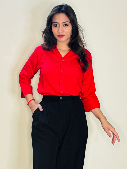 CHERRY RED SILK RAYON SHIRT (only shirt)