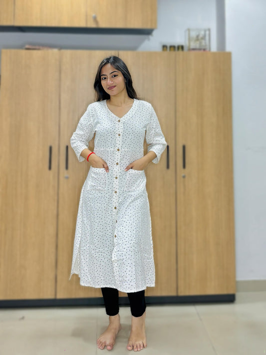 BLACK POLKA DOTS KURTI (Only Kurti)
