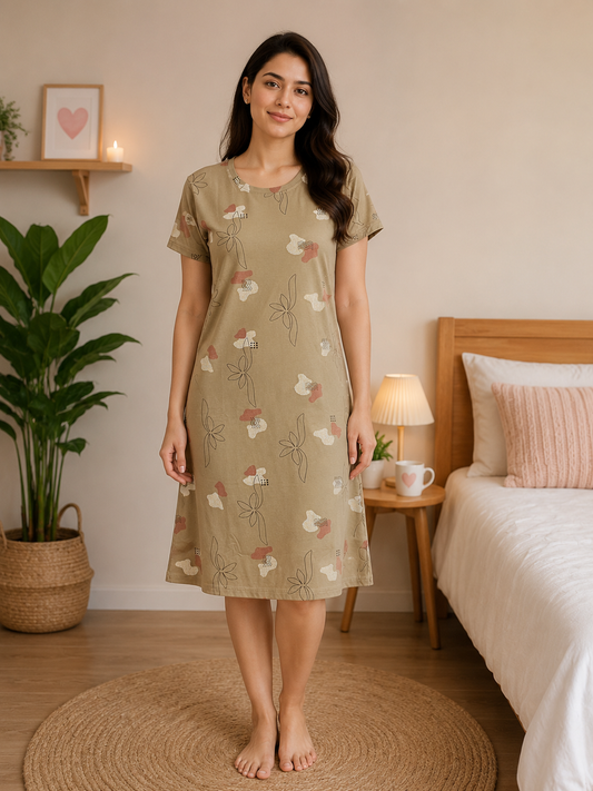 CAMEL BEIGE WILD BLOOM SHORT NIGHTY