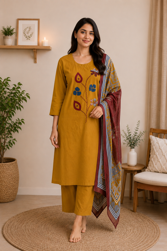 SUNFLOWER GOLD MOTIF DRESS