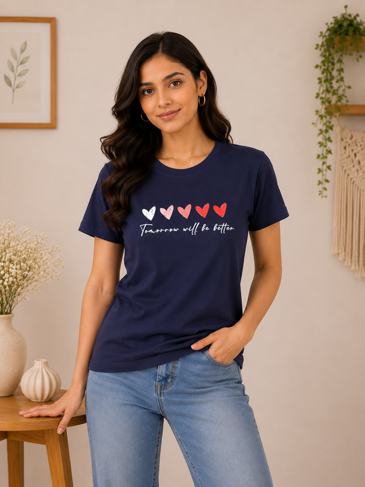 NAVY BLUE HEART NOTES T-SHIRT